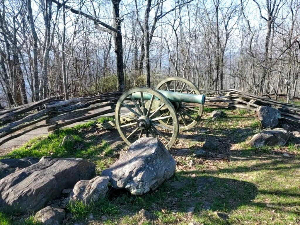 Civil War era cannon at Kennesaw battlefield site representing historical preservation similar to Kennesaw's tree removal regulations.